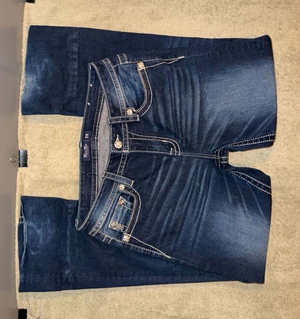 Miss Me Bootcut Jeans Size 29 Dark Wash Embellished Flap Pocket